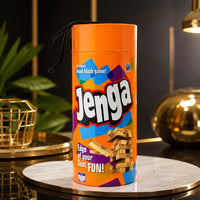 Classic Jenga Wooden Block Stacking Game in Cylinder Travel Case