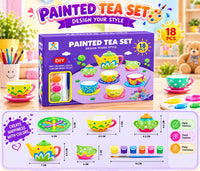 DIY Painted Tea Set 18-Piece Paint Your Own Ceramic Tea Set Craft Kit