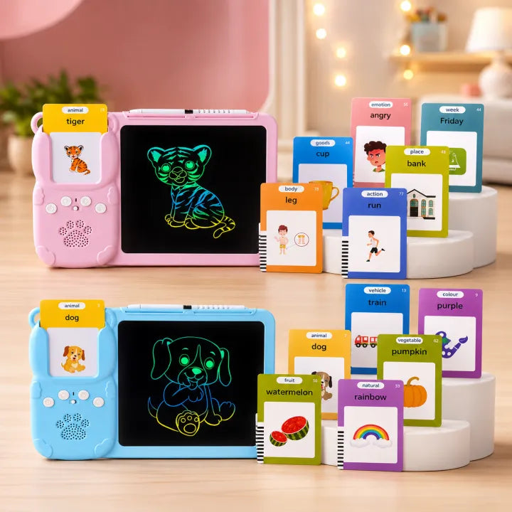 2-in-1 Talking Flash Cards Machine & LCD Writing Tablet Educational Toy Set