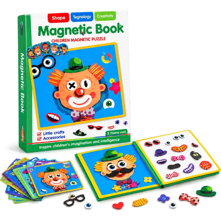 Children's Magnetic Book Puzzle Set – Educational Face Mix & Match Toy for Kids