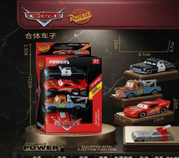 Disney Pixar Cars Catapult Ejection 4-Piece Die-Cast Mini Vehicle Set with Launcher Base