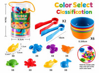 Color Select Classification Ocean Animals Sorting Toy Set with Tongs & Bowls