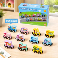 Wooden Magnetic Number Smart Train Educational Toy Set (0-9)