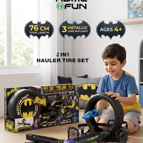 Batman Gotham City 2-in-1 Hauler Tire Track & Catapult Launcher Set