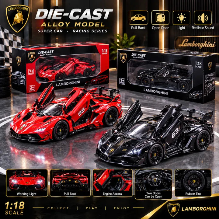 1:18 Scale Lamborghini Supercar Racing Series Diecast Model Car with Light & Sound