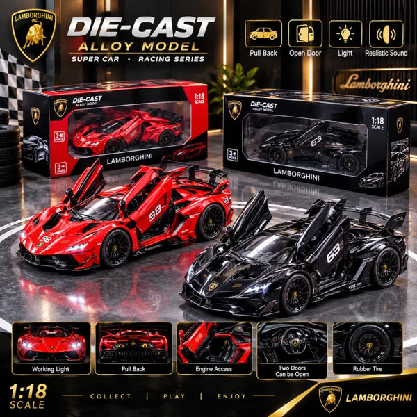 1:18 Scale Lamborghini Supercar Racing Series Diecast Model Car with Light & Sound
