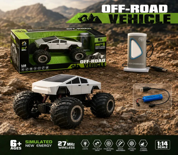 1:14 4WD Cybertruck Off-Road RC Monster Truck with Simulated EV Charging Station