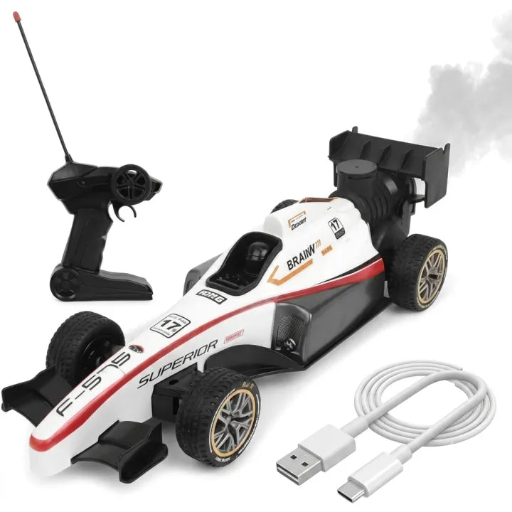 1:14 Scale Formula F1 High-Speed RC Race Car with Rear Exhaust Smoke Spray & LED Lights