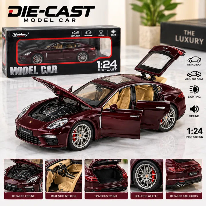 Porsche Panamera Turbo 1/24 Scale Alloy Diecast Model Car with Light & Sound