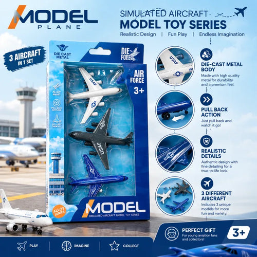3-Piece Die-Cast Air Alloy Aircraft Model Toy Set