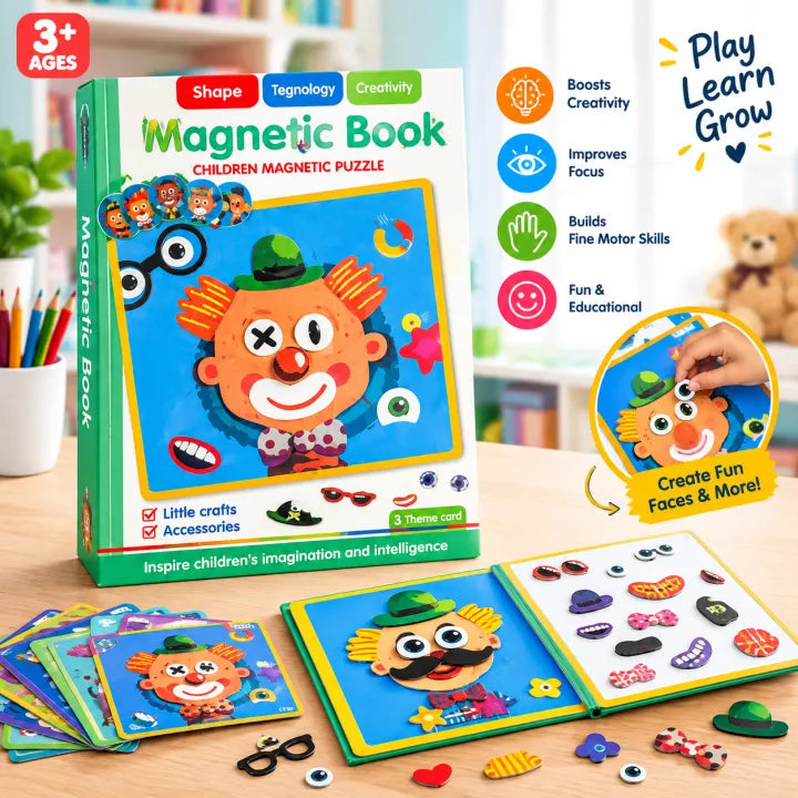 Children's Magnetic Book Puzzle Set – Educational Face Mix & Match Toy for Kids