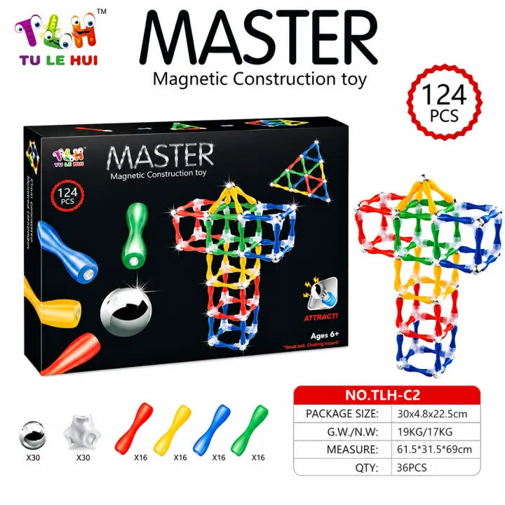 Tu Le Hui Master 124-Piece Magnetic Construction Toy Set (TLH-C2)