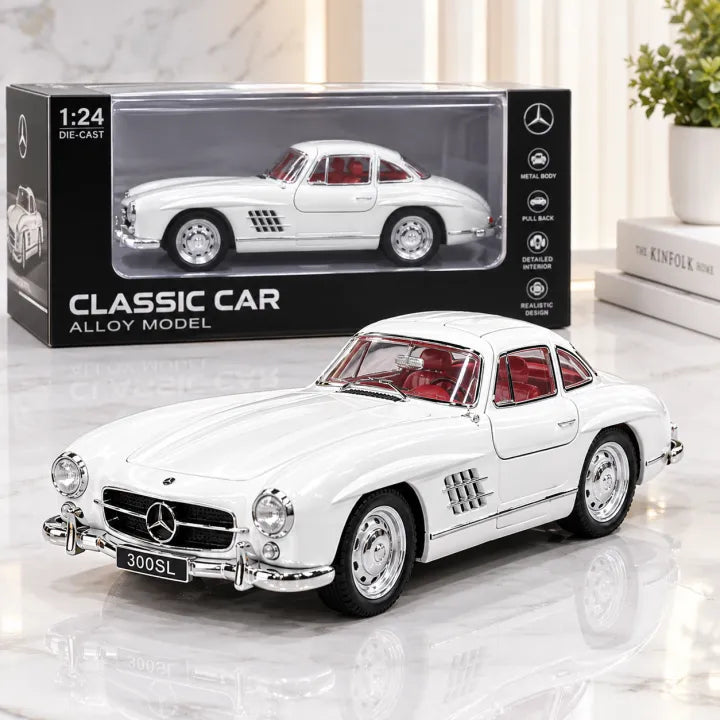 1:24 Scale Mercedes-Benz 300SL Gullwing Classic Diecast Model Car with Light & Sound