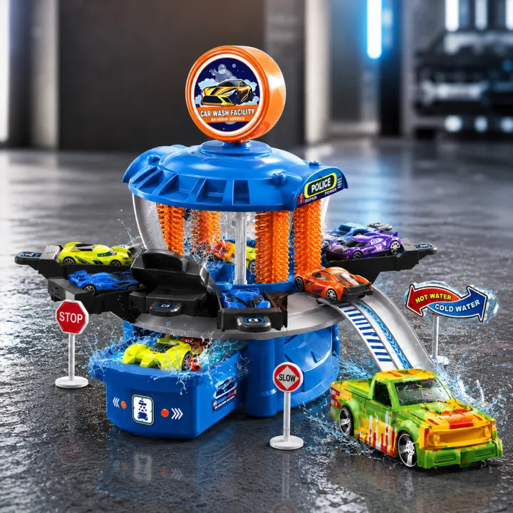 Interactive 360° Rotating Car Wash Facility Interactive 360° Rotating Car Wash Facility Playset with Temperature Color-Changing Toy Cars & Traffic SignsPlayset with Temperature Color-Changing Toy Cars & Traffic Signs
