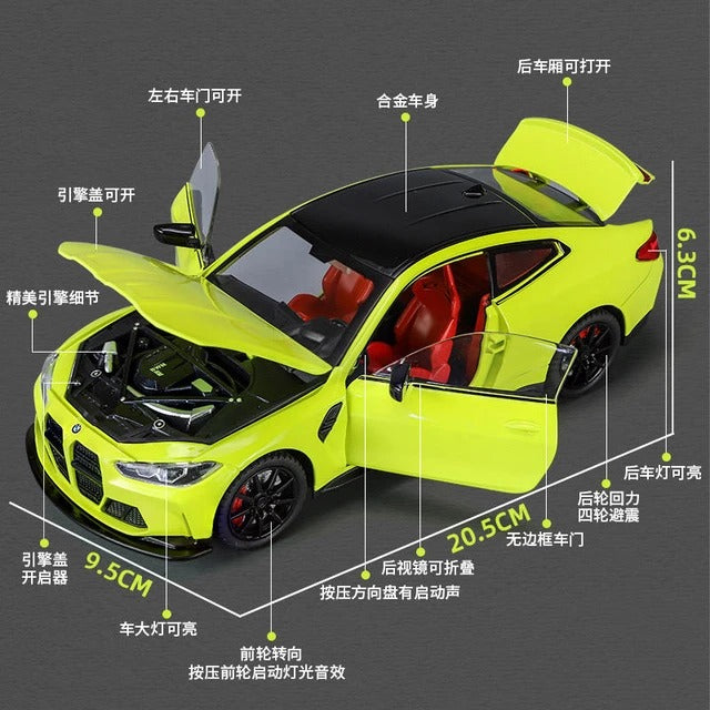 1:24 Scale BMW M4 Coupe Alloy Diecast Model Car