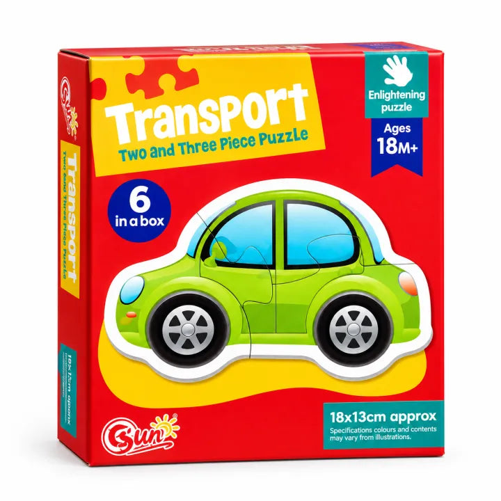 Kids Transport Two and Three Piece Puzzle Set – Educational Toddler Jigsaw Toys