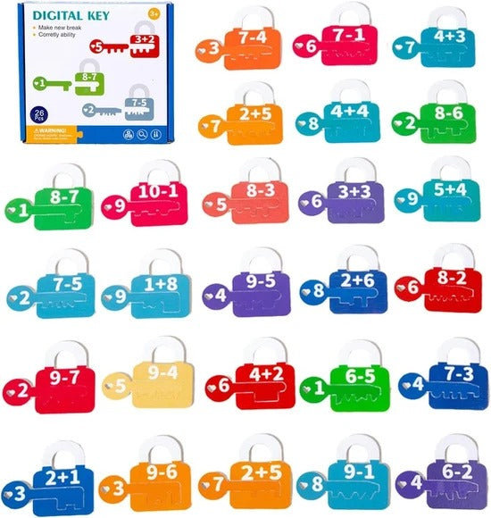 Kids Digital Key & Lock Math Puzzle Set – Educational Number & Math Learning Matching Toy