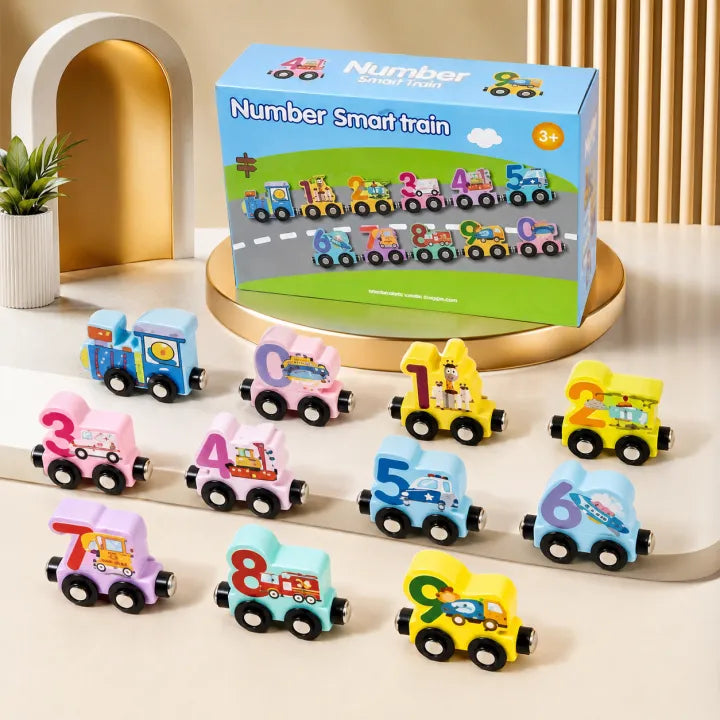 11-Piece Wooden Magnetic Number Train Set