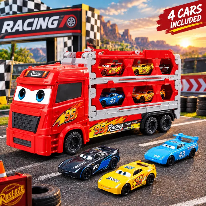 Disney Pixar Cars Mack Hauler Transporter Truck Playset with Mini Character Cars