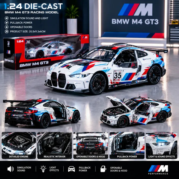 1:24 Scale BMW M4 GT3 Alloy Diecast Model Race Car