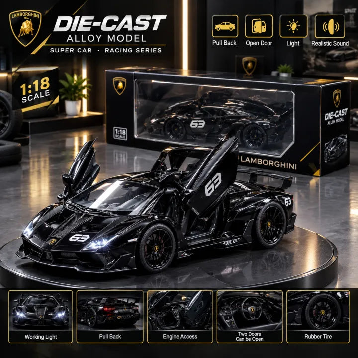 1:18 Scale Lamborghini Supercar Racing Series Diecast Model Car with Light & Sound