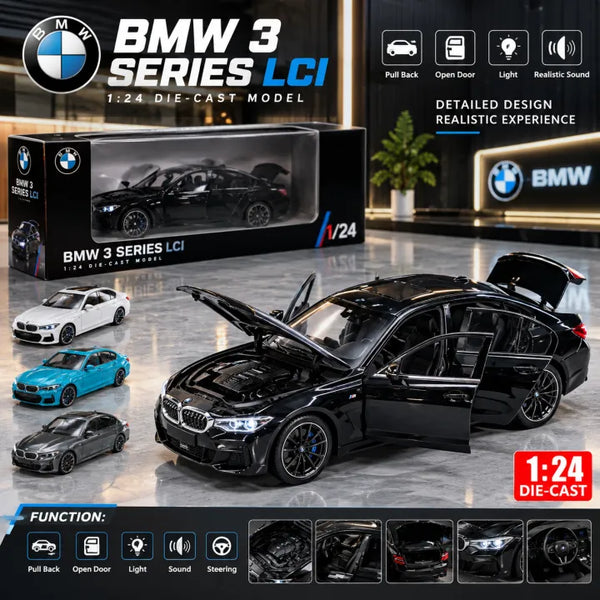1:24 Scale BMW 3 Series LCI Diecast Model Car with Light & Sound