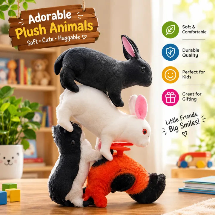 Adorable Plush Bunny Set – Soft, Huggable Stuffed Animal Toys for Kids