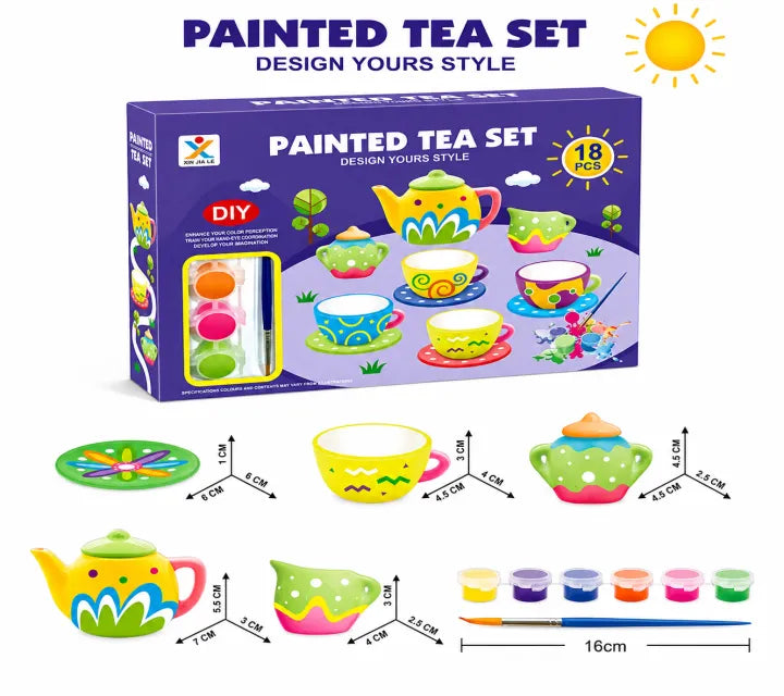 DIY Painted Tea Set 18-Piece Paint Your Own Ceramic Tea Set Craft Kit