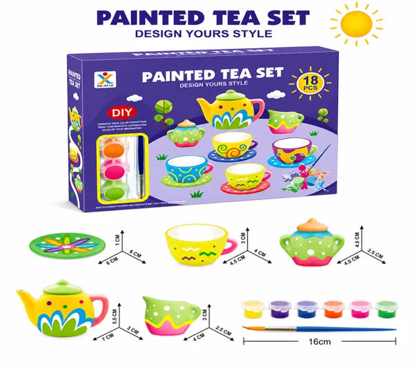 DIY Painted Tea Set 18-Piece Paint Your Own Ceramic Tea Set Craft Kit