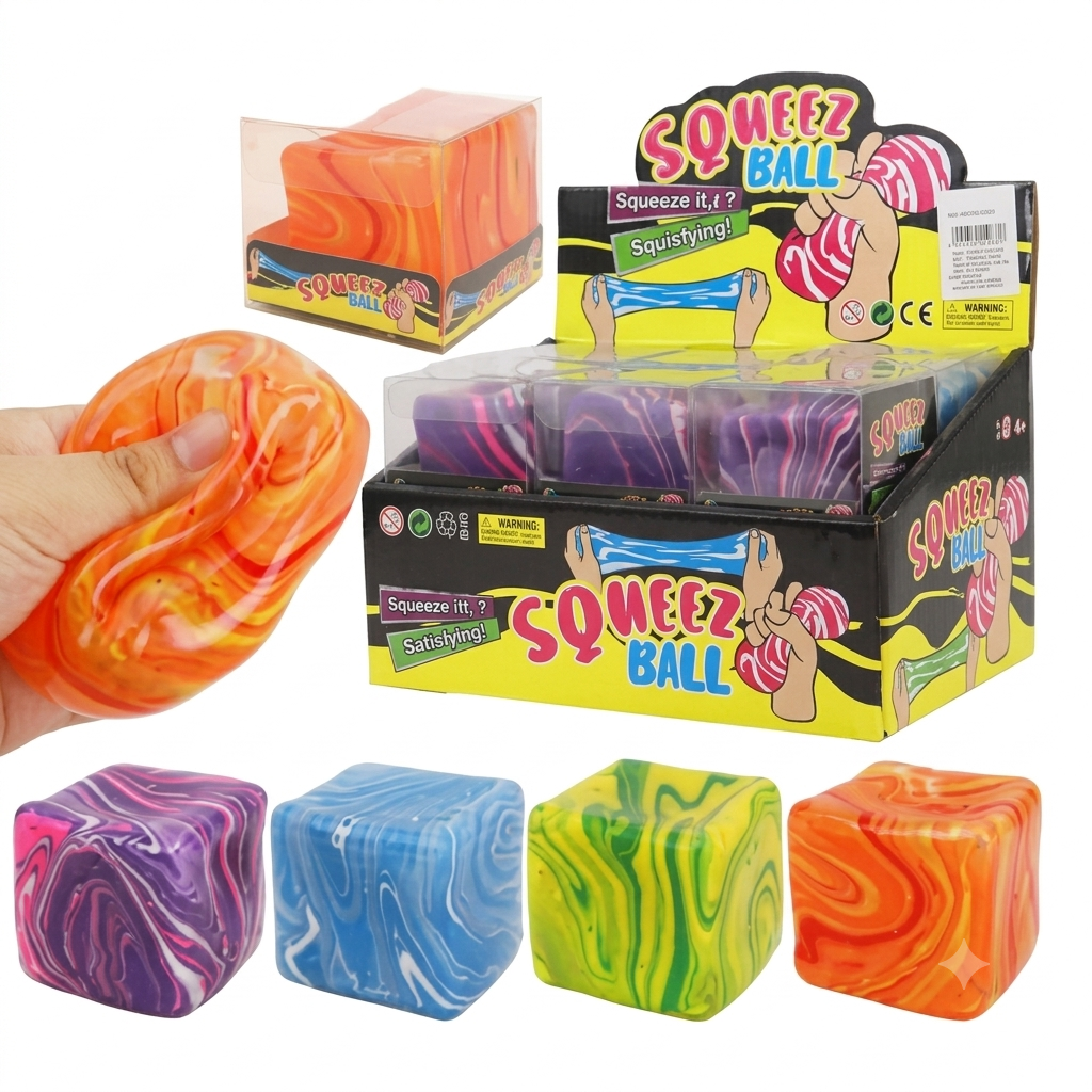 Slow Rising Maltose Nice Cube Squishy Toy - Clear Square Squeeze Block with Thick Stretch Filling | Translucent Sensory Fidget Grid Cube for Anxiety & Stress Relief - Premium Quality by Paradise Toys