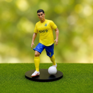 Soccer Star Action Figure Collectible Model - Yellow & Blue Uniform Footballer Figurine Toy with Ball & Stand - Premium Quality by Paradise Toys
