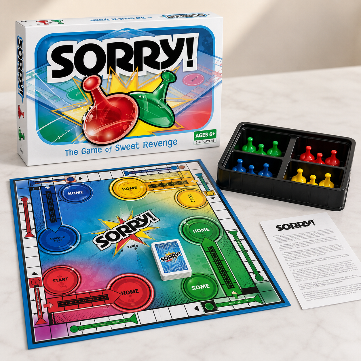 Sorry Board Game - Classic Strategy & Sweet Revenge Family Game Set - Premium Quality by Paradise Toys