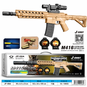Toy Blaster Rifle - Soft Bullet Toy Blaster with Scope & Shell Ejection Action for Kids -