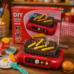 DIY Magic Food Cooking Box Set - Interactive Pretend Kitchen Fryer with Color-Changing Play Food & Lights - Premium Quality by Paradise Toys