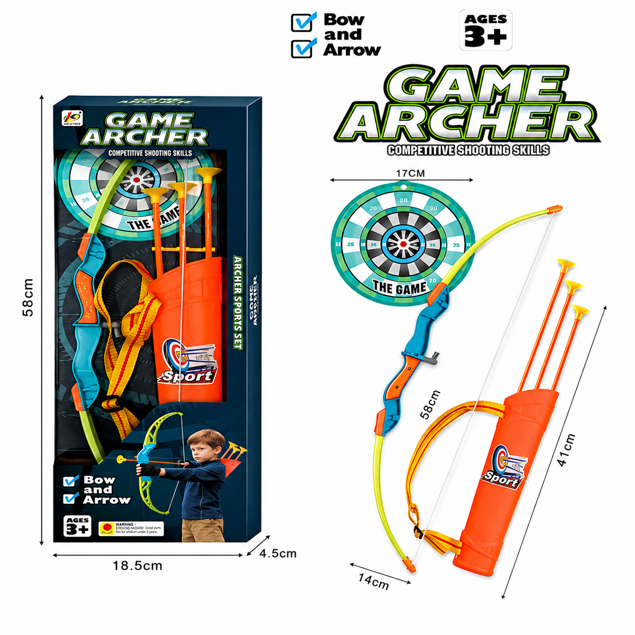 Kids Bow and Arrow Archery Set - Competitive Shooting Toy with Target and Quiver - Premium Quality by Paradise Toys