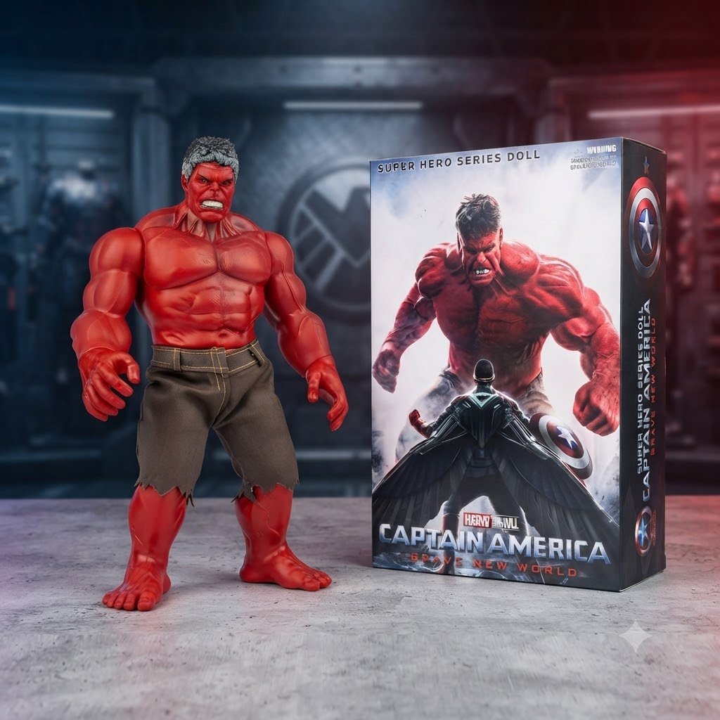 Superhero Action Figure Collectible Model - Red Giant Figurine Toy with Display Box - Premium Quality by Paradise Toys