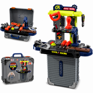 Kids Tool Bench Playset - 2-in-1 Transformable Workshop Case with Toy Tools - Premium Quality by Paradise Toys