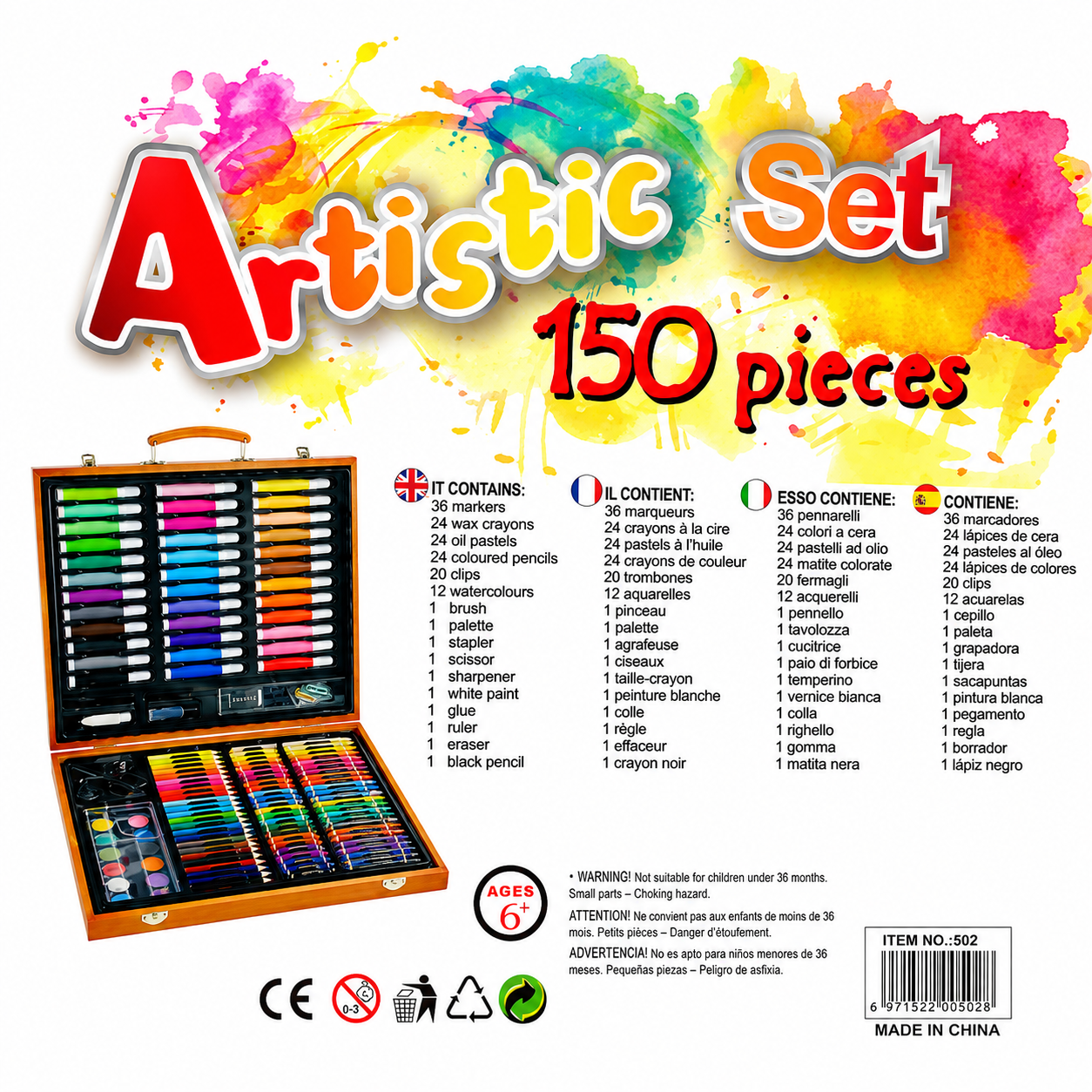 Cute Bunny & Cat Theme 150PCS Kids Art & Stationery Play Set (Ages 3+)