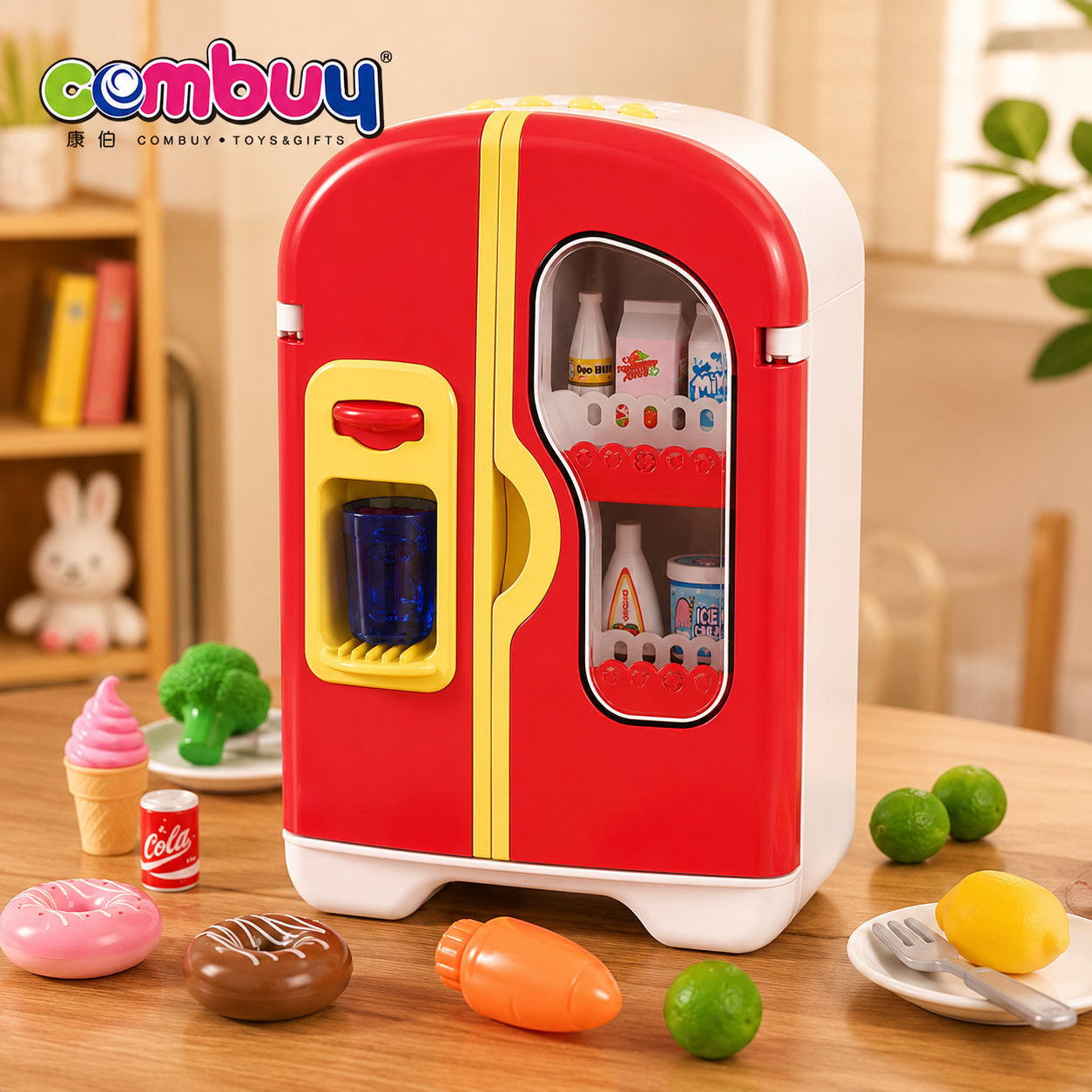 Funny Refrigerator Role Playing Toy Set - Simulated Kitchen Fridge with Spray, Lights & Music - Premium Quality by Paradise Toys