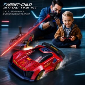 Parent-Child Interaction Kit - 2.4G RC Racing Fun IR Shooting & Rollover Stunt Toy Car Set - Premium Quality by Paradise Toys