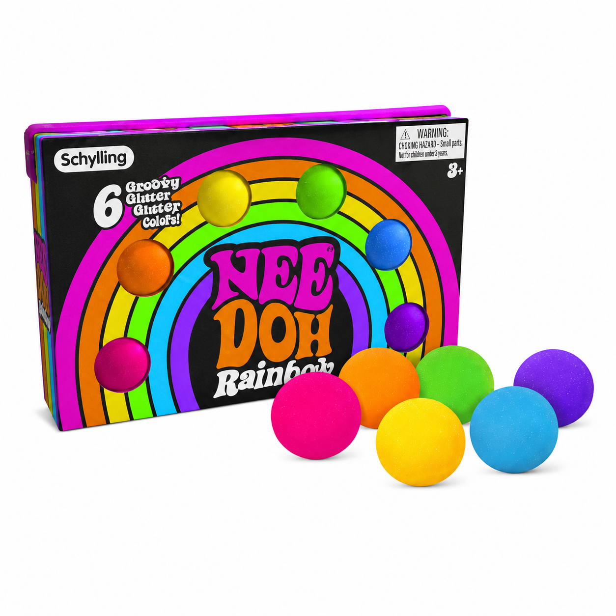 6-Pack Rainbow Stress Balls Squishy Toy Set - Super Soft Groovy Colorful Squeeze Globs | Teenie Sensory Fidget Therapy Balls for Anxiety & Stress Relief - Premium Quality by Paradise Toys