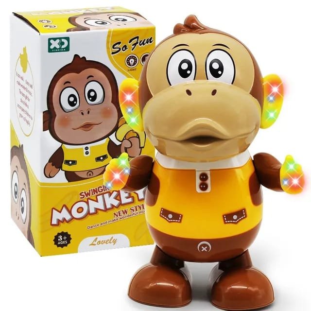 Electric Dancing Monkey Toy with LED Flashing Lights, Music & Swing Action | Interactive Musical Educational Toy for Kids Boys & Girls | Battery Operated Gift (3+ Years)