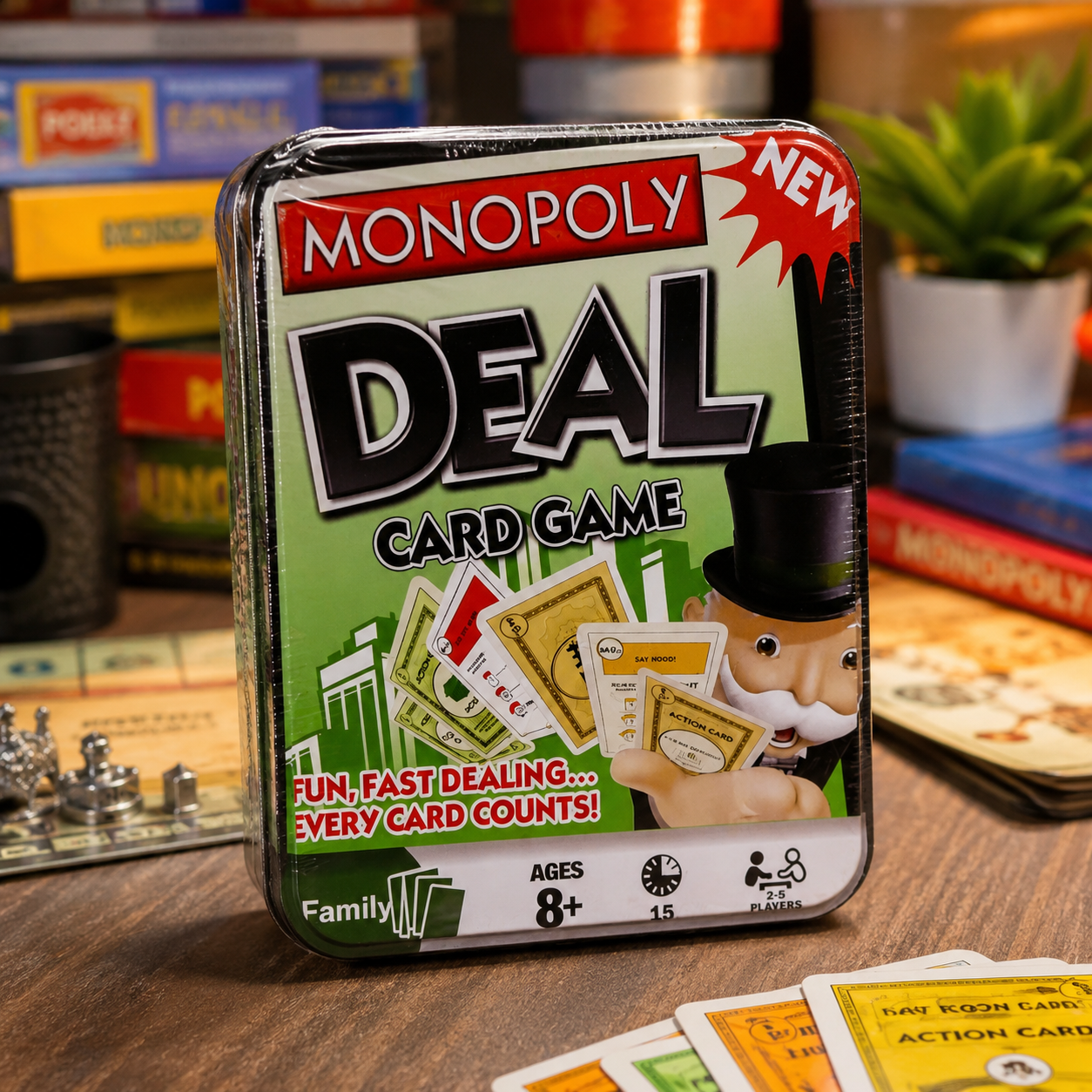 Monopoly Deal Card Game - Fast Dealing Property Trading Card Game in Tin Box - Premium Quality by Paradise Toys