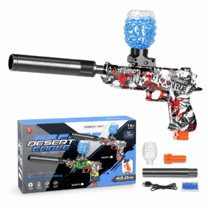 Kids Electric Desert Eagle Water Bead Blaster – Full Auto Gel Ball Toy with Silencer & Ammo