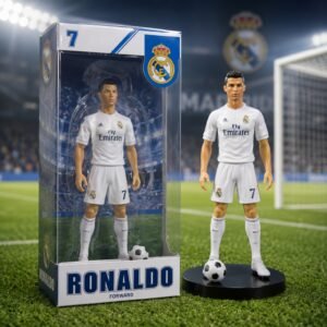 Soccer Star Action Figure Collectible Model - White Uniform Footballer Figurine Toy with Ball & Window Box - Premium Quality by Paradise Toys