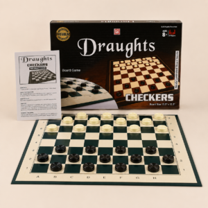 Draughts Checkers Large Size Board Game Set - Strategic Tabletop Checkers Game with Laminated Board - Premium Quality by Paradise Toys
