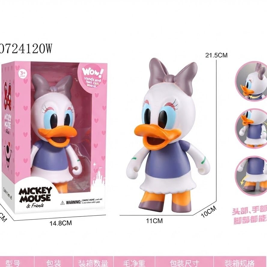 Cute Cartoon Duck Action Figure - Posable Head, Hands & Feet Collectible Character Toy for Kids