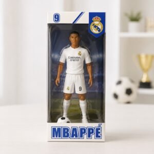 Soccer Star Action Figure Collectible Model - White Uniform Footballer Figurine Toy with Ball & Window Box - Premium Quality by Paradise Toys