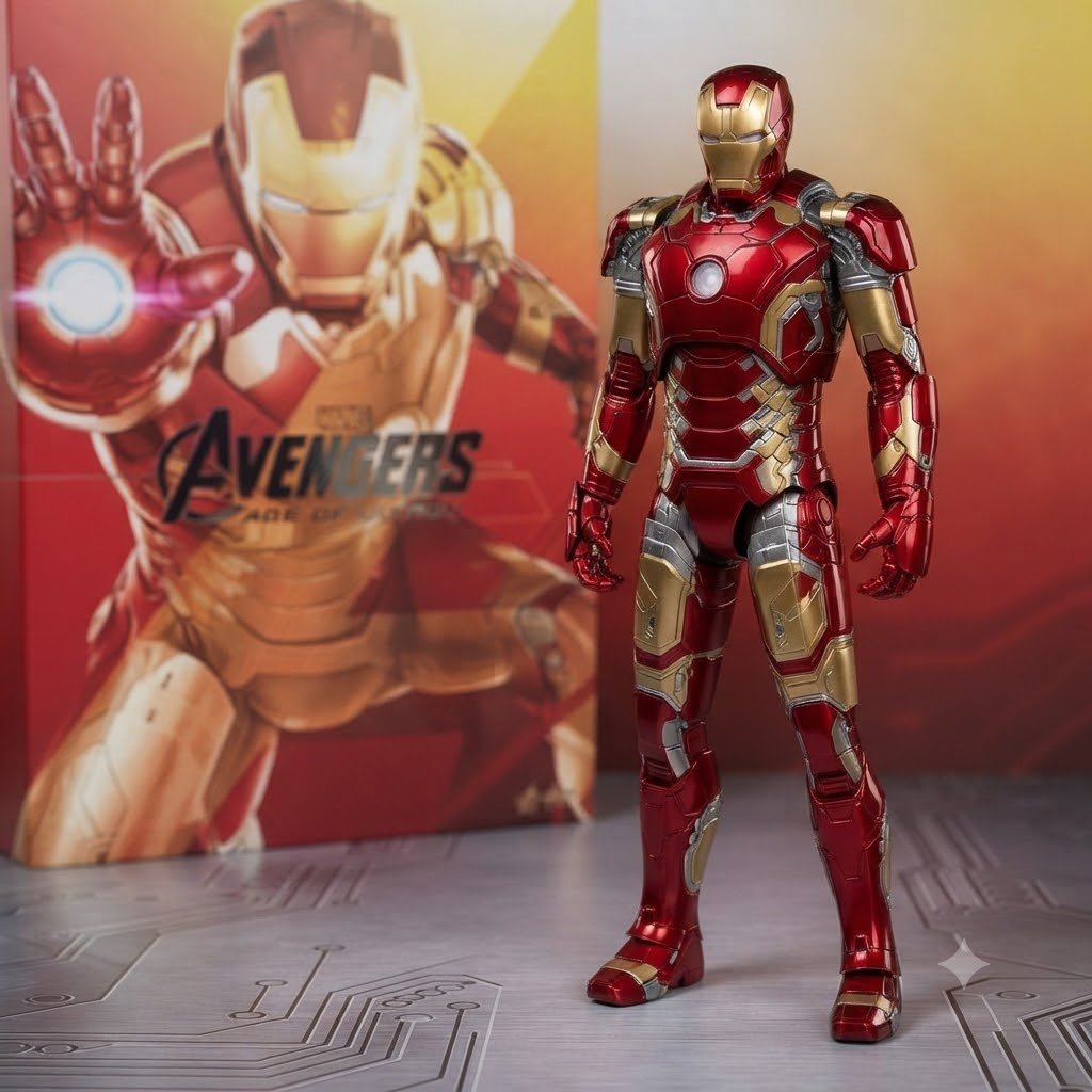 Superhero Action Figure Collectible Model - Iron Hero Figurine Toy with Window Display Box - Premium Quality by Paradise Toys
