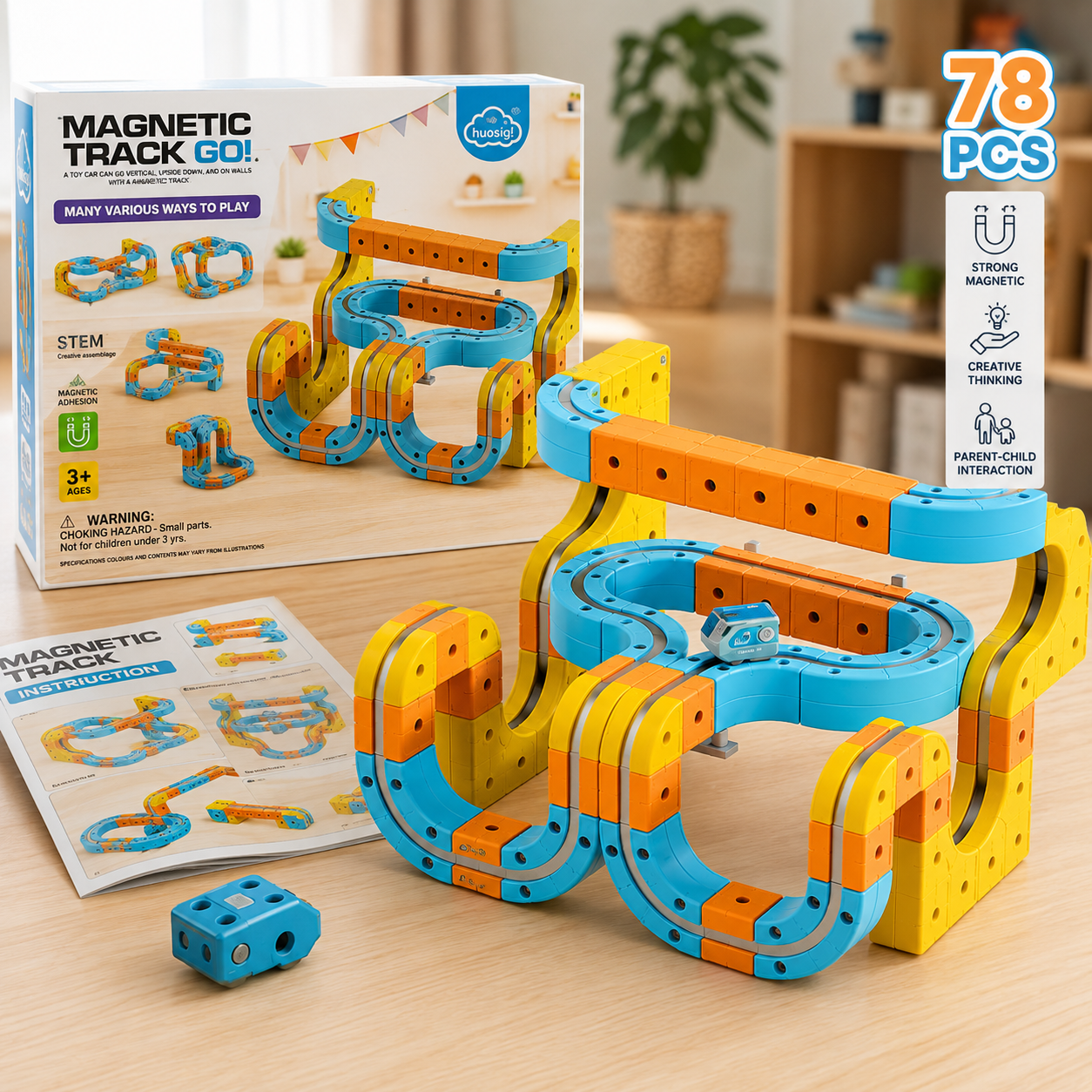 Magnetic Track 06 - 78 PCS Infinite Creativity Marble Run Building Blocks Set - Premium Quality by Paradise Toys